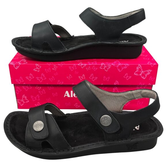 Alegria by PG Lite Sandals Womens 10.5 Wide Vienna Ankle Strap Black Leather - Picture 2 of 15